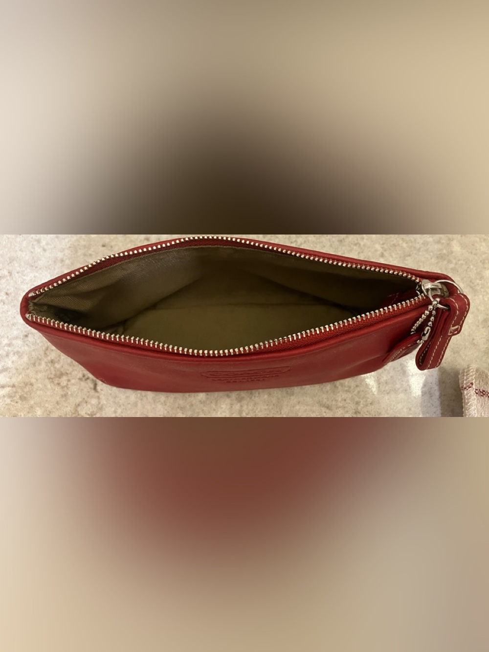 Vintage COACH Red/Burgandy Leather Accessory Cosmetic Bag - Picture 8 of 8